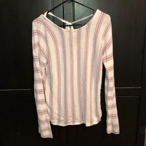 Express white and lilac long sleeve shirt